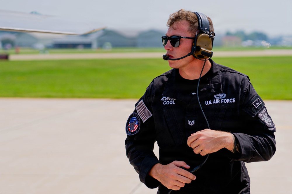 F-22 Raptor Aerial Demonstration Team performs at EAA Air Venture Oshkosh 2025