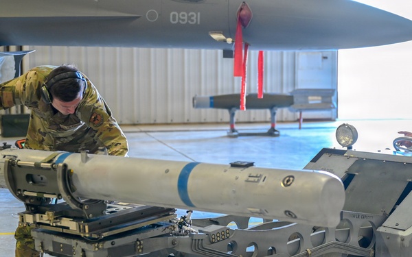 849th Aircraft Maintenance Squadron Airmen Load Weapons onto F-16 Fighting Falcons During Monthly Training