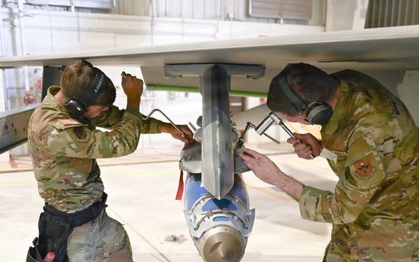 849th Aircraft Maintenance Squadron Airmen Load Weapons onto F-16 Fighting Falcons During Monthly Training
