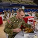 A Mississippi Army National Guard Soldier eats during a holiday luncheon in Washington, D.C.