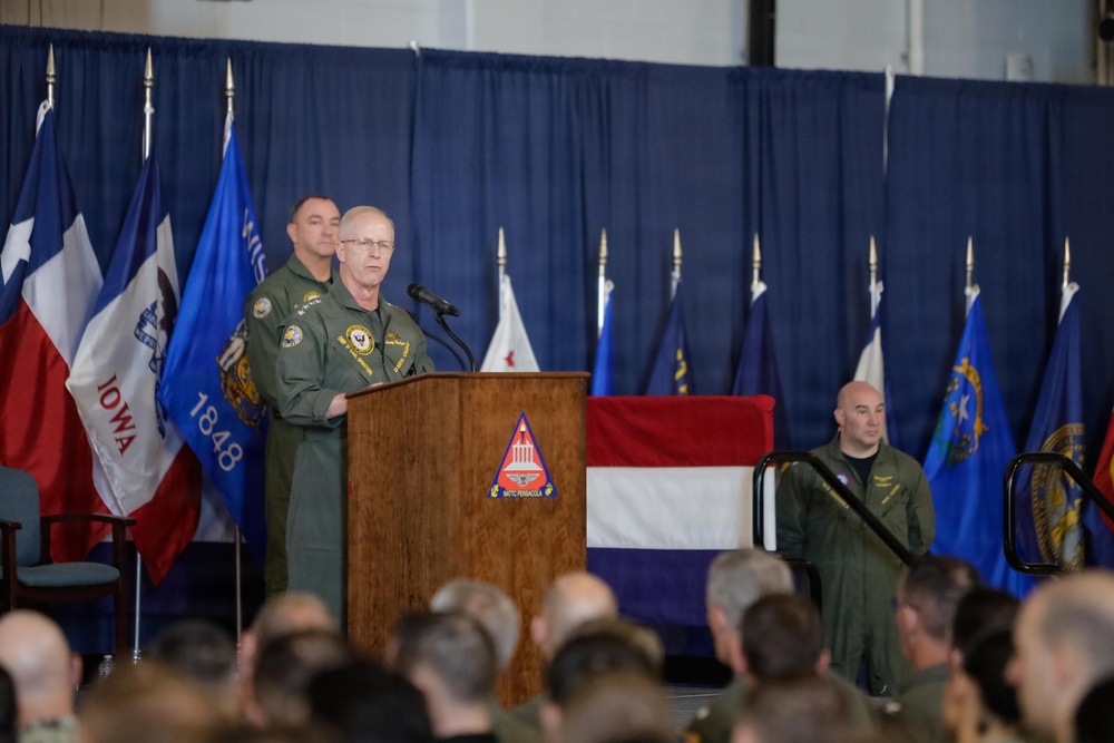 Chief of Naval Operations Adm. Caudle holds All Hands Call onboard Naval Air Station Pensacola