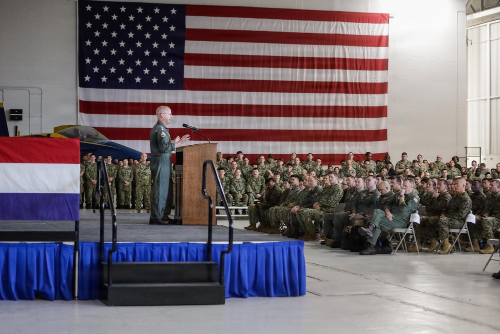 Chief of Naval Operations Adm. Caudle holds All Hands Call onboard Naval Air Station Pensacola