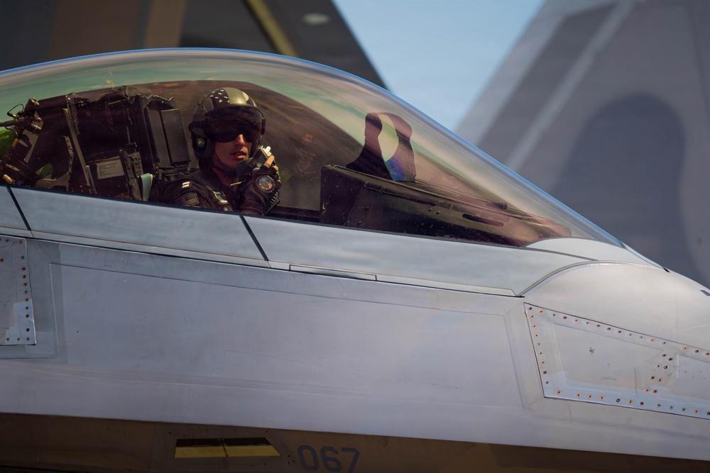 F-22 Raptor Aerial Demonstration Team performs at the Airpower Over Hampton Roads Airshow 2025