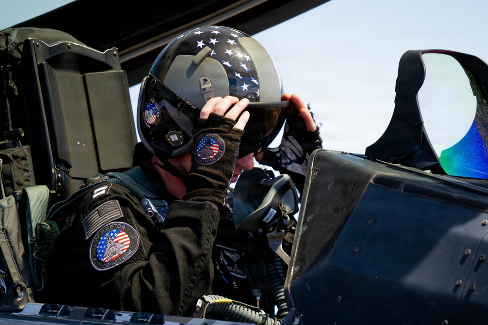 F-22 Raptor Aerial Demonstration Team performs at the Airpower Over Hampton Roads Airshow 2025
