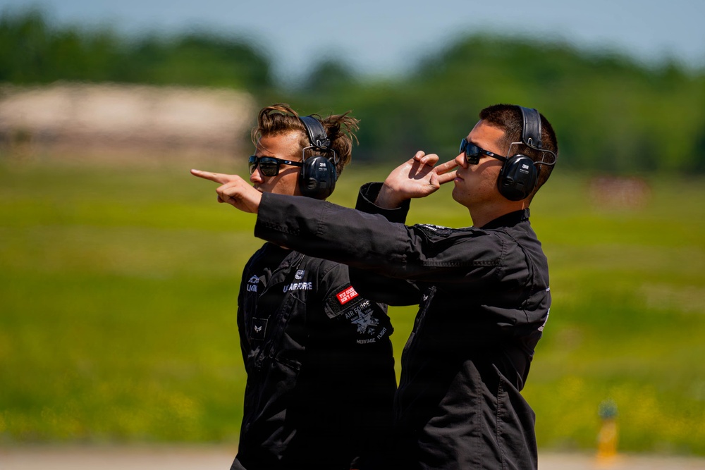 F-22 Raptor Aerial Demonstration Team performs at the Airpower Over Hampton Roads Airshow 2025
