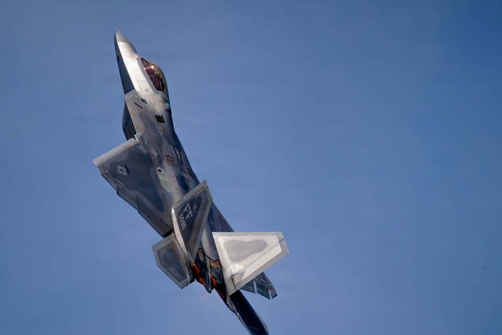 F-22 Raptor Aerial Demonstration Team performs at the Airpower Over Hampton Roads Airshow 2025