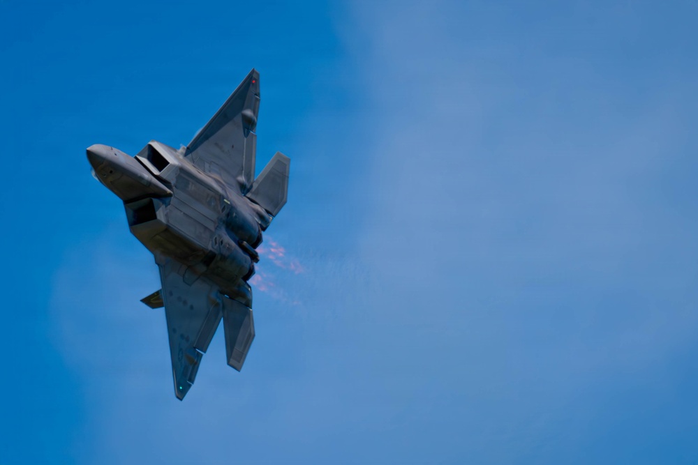 F-22 Raptor Aerial Demonstration Team performs at the Airpower Over Hampton Roads Airshow 2025