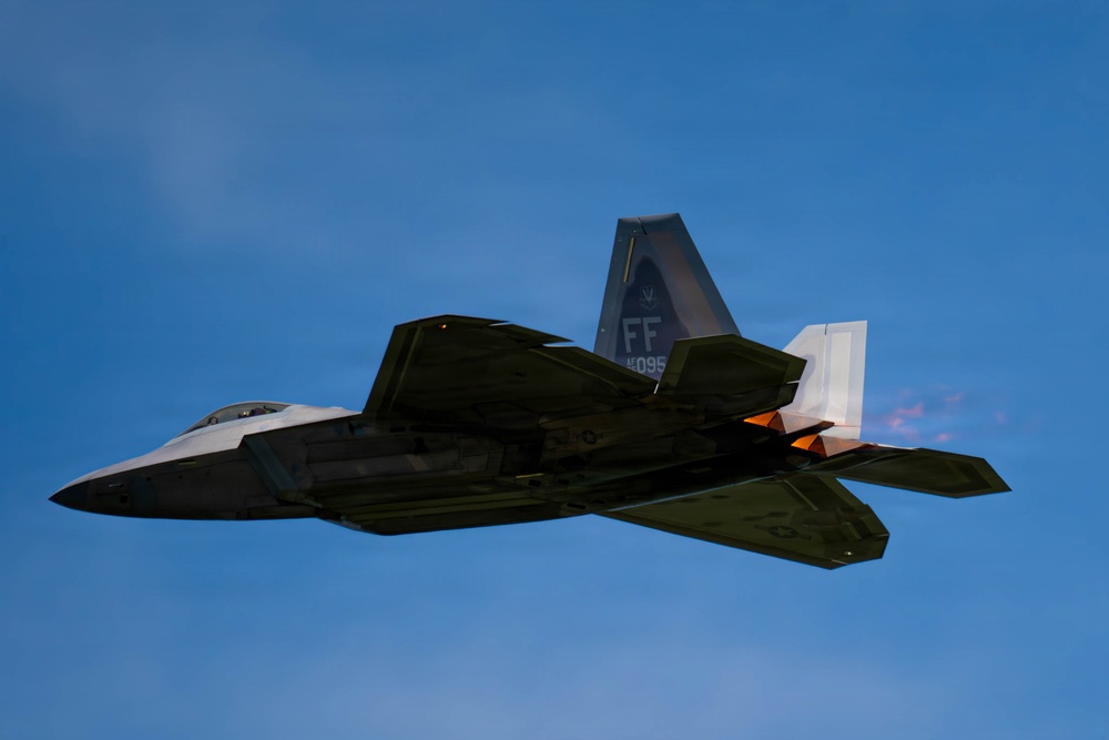 F-22 Raptor Aerial Demonstration Team performs at the Airpower Over Hampton Roads Airshow 2025