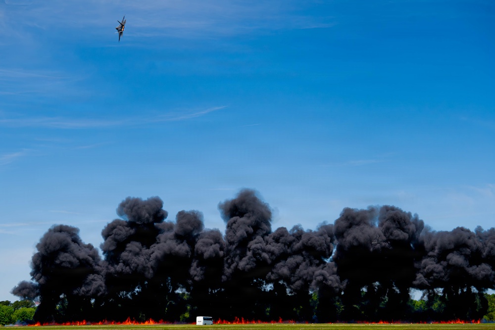F-22 Raptor Aerial Demonstration Team performs at the Airpower Over Hampton Roads Airshow 2025