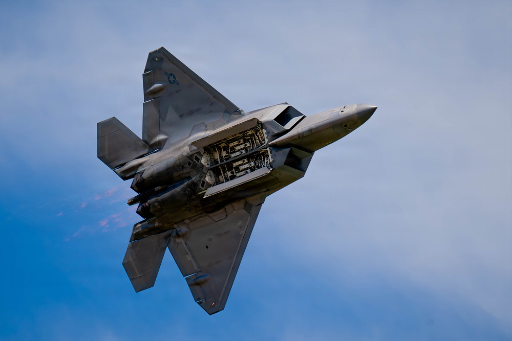 F-22 Raptor Aerial Demonstration Team performs at the Airpower Over Hampton Roads Airshow 2025