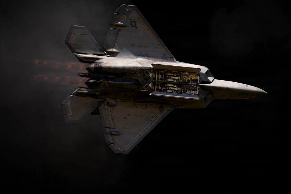 F-22 Raptor Aerial Demonstration Team performs at the Airpower Over Hampton Roads Airshow 2025