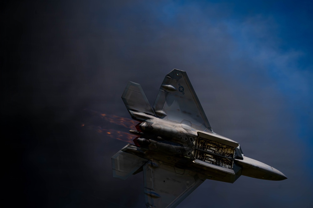 F-22 Raptor Aerial Demonstration Team performs at the Airpower Over Hampton Roads Airshow 2025