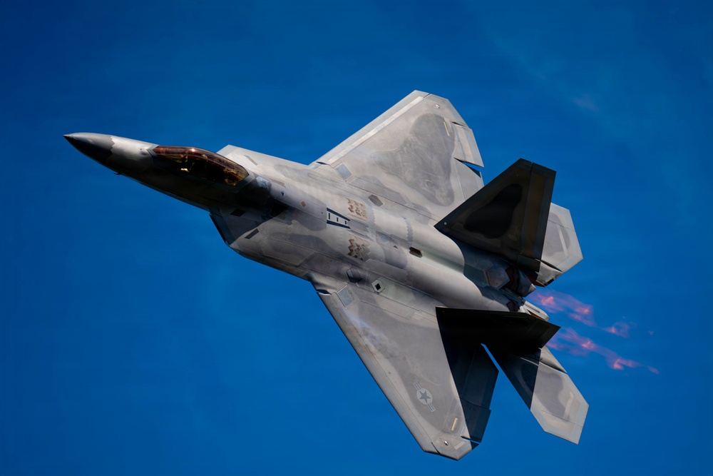 F-22 Raptor Aerial Demonstration Team performs at the Airpower Over Hampton Roads Airshow 2025