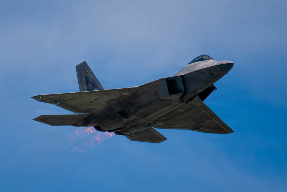 F-22 Raptor Aerial Demonstration Team performs at the Airpower Over Hampton Roads Airshow 2025