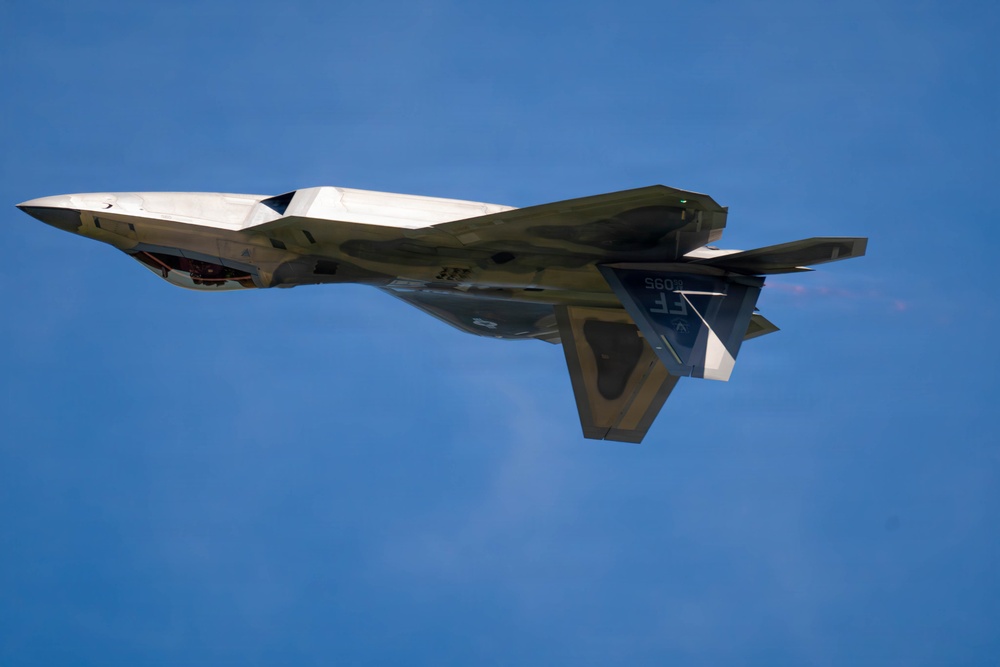 F-22 Raptor Aerial Demonstration Team performs at the Airpower Over Hampton Roads Airshow 2025