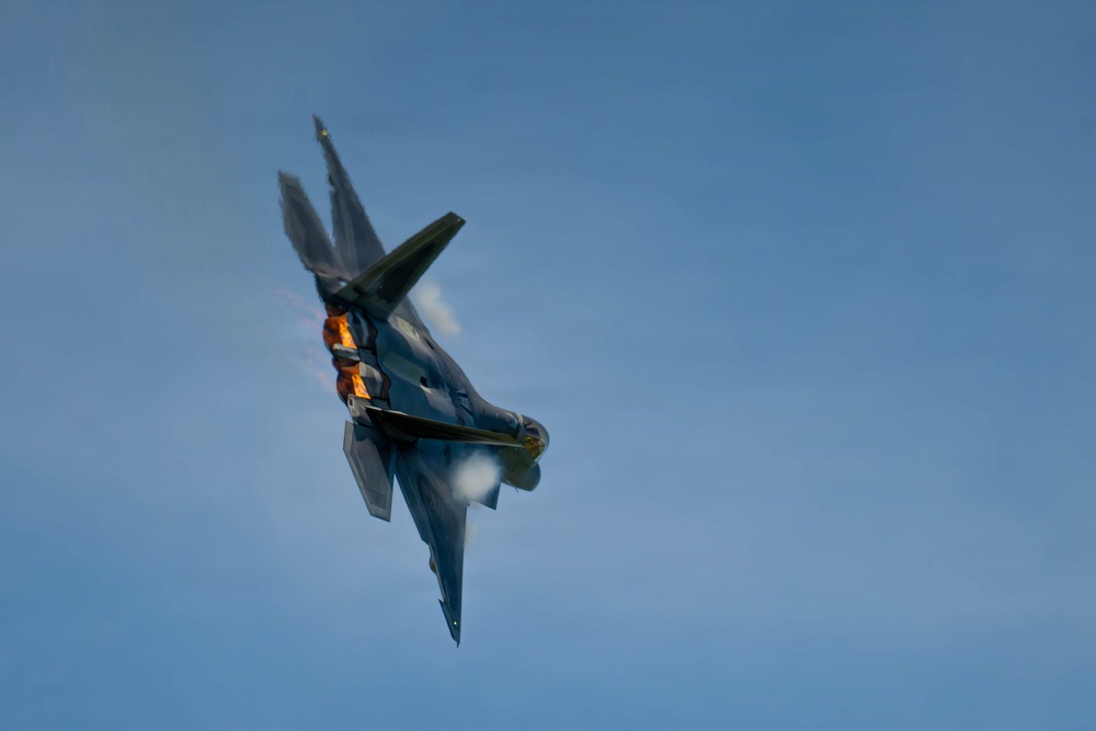 F-22 Raptor Aerial Demonstration Team performs at the Airpower Over Hampton Roads Airshow 2025