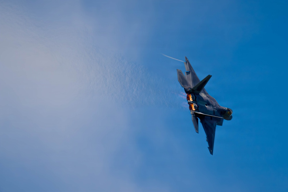 F-22 Raptor Aerial Demonstration Team performs at the Airpower Over Hampton Roads Airshow 2025