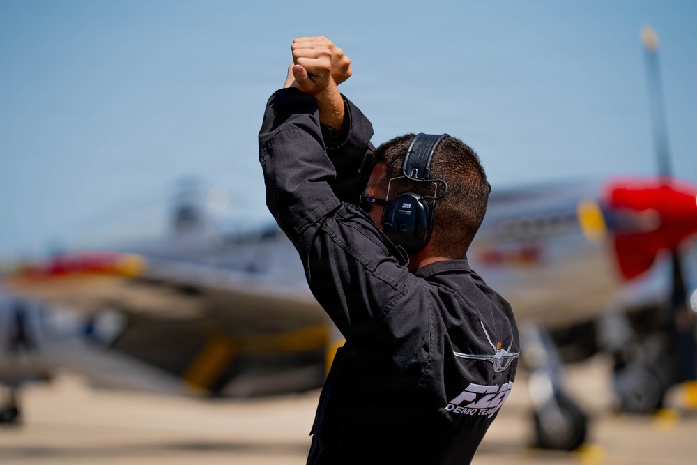 F-22 Raptor Aerial Demonstration Team performs at the Airpower Over Hampton Roads Airshow 2025