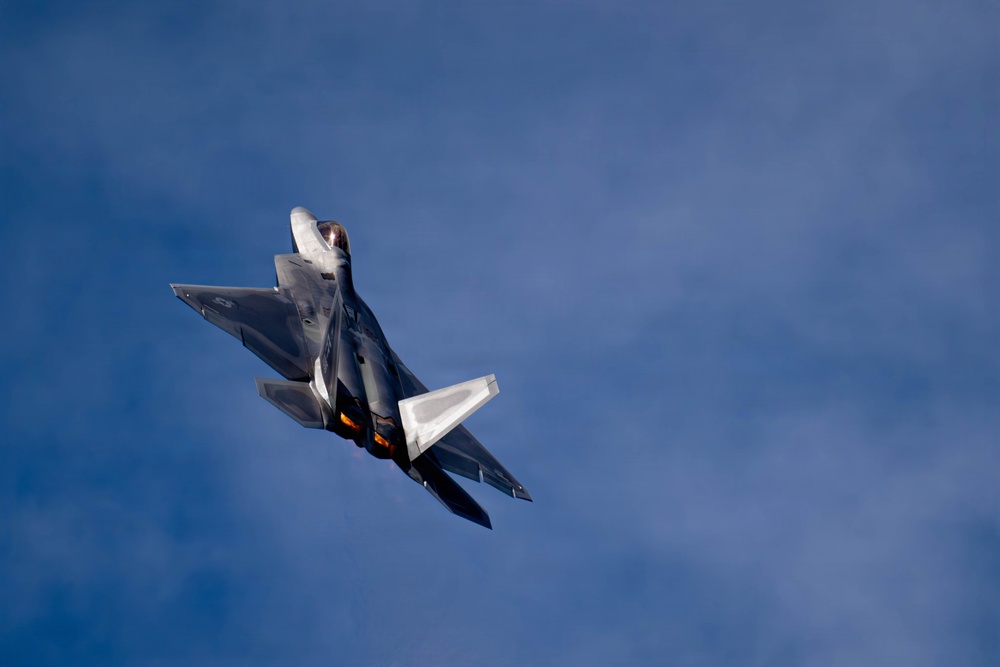 F-22 Raptor Aerial Demonstration Team performs at the Airpower Over Hampton Roads Airshow 2025