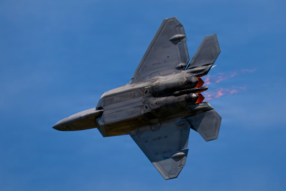 F-22 Raptor Aerial Demonstration Team performs at the Airpower Over Hampton Roads Airshow 2025