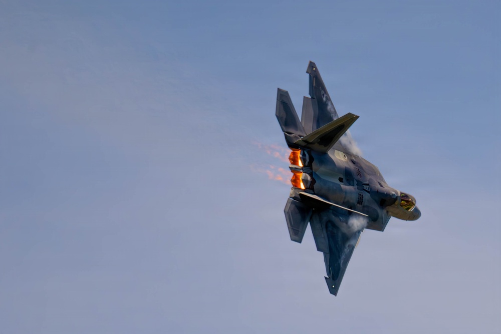 F-22 Raptor Aerial Demonstration Team performs at the Airpower Over Hampton Roads Airshow 2025