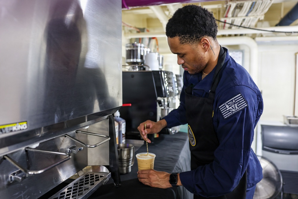 PCU JFK Sailors Support Shipboard Morale Through Onboard Coffee Service
