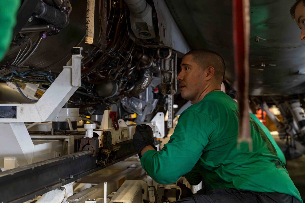 Abraham Lincoln conducts routine aircraft maintenance