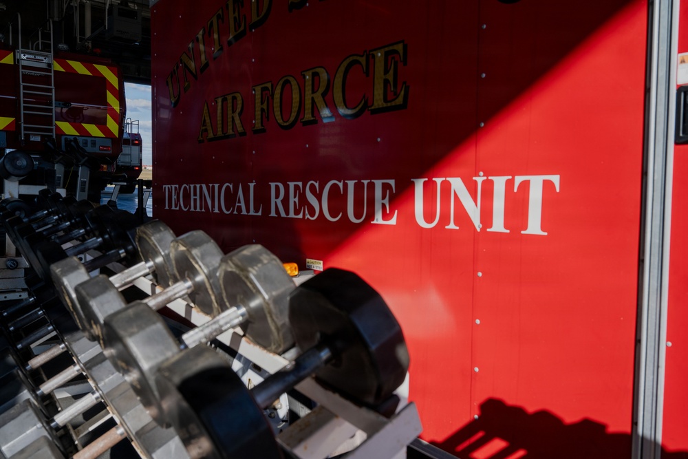 The 6th Civil Engineer Squadron Fire and Emergency Services flight physical training
