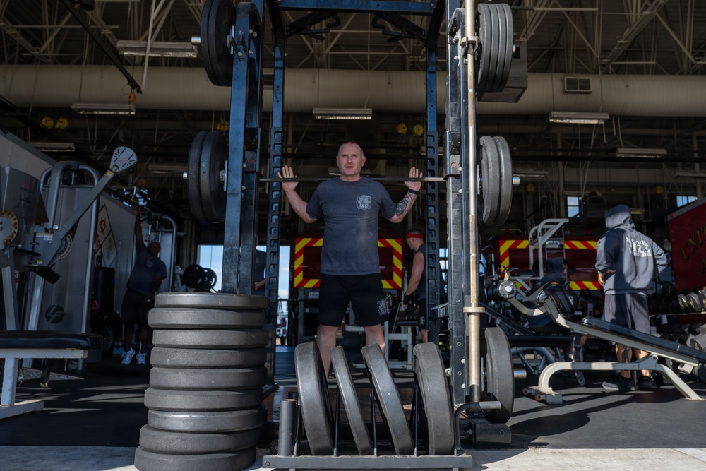 The 6th Civil Engineer Squadron Fire and Emergency Services flight physical training