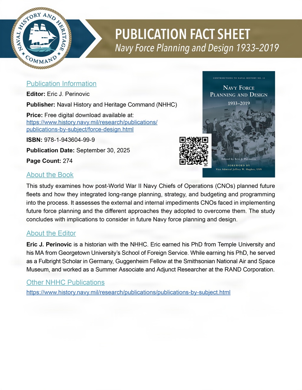 Publication Fact Sheet, NAVY FORCE PLANNING AND DESIGN 1933–2019
