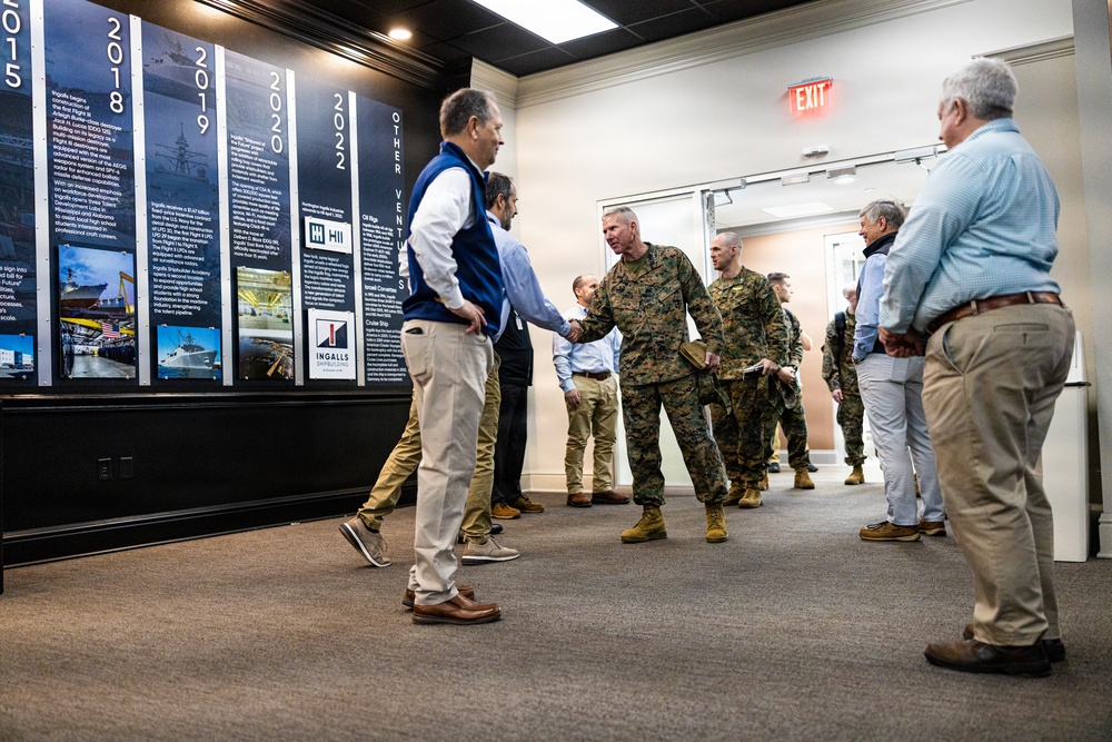 The Commandant, Gen. Eric M. Smith visits Ingalls Shipbuilding with SECNAV and CNO