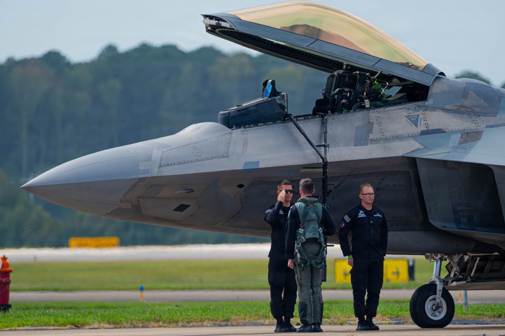 F-22 Raptor Aerial Demonstration Team performs at the Naval Air Station Oceana airshow 2025