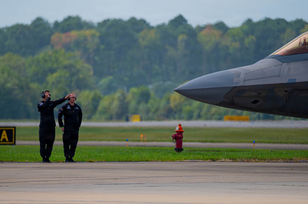 F-22 Raptor Aerial Demonstration Team performs at the Naval Air Station Oceana airshow 2025