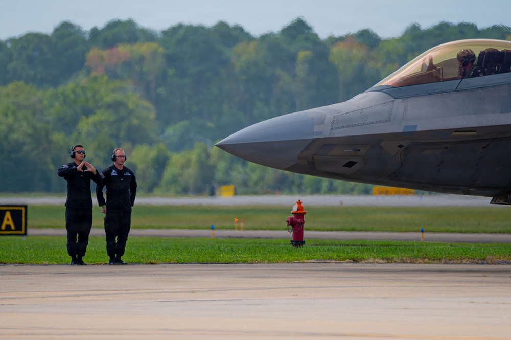 F-22 Raptor Aerial Demonstration Team performs at the Naval Air Station Oceana airshow 2025