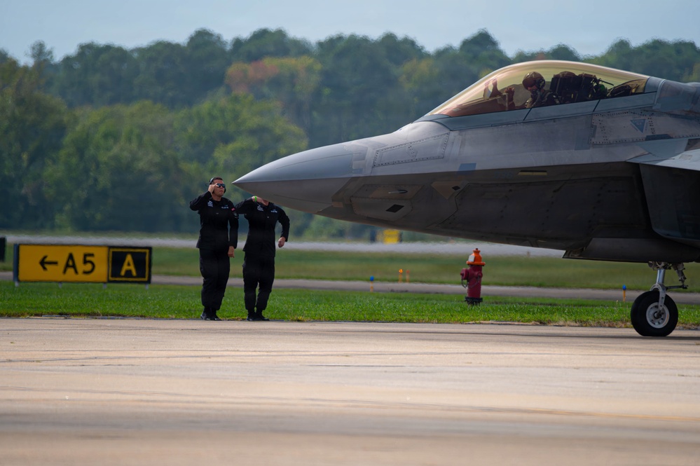 F-22 Raptor Aerial Demonstration Team performs at the Naval Air Station Oceana airshow 2025