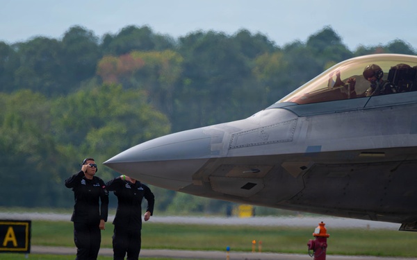F-22 Raptor Aerial Demonstration Team performs at the Naval Air Station Oceana airshow 2025