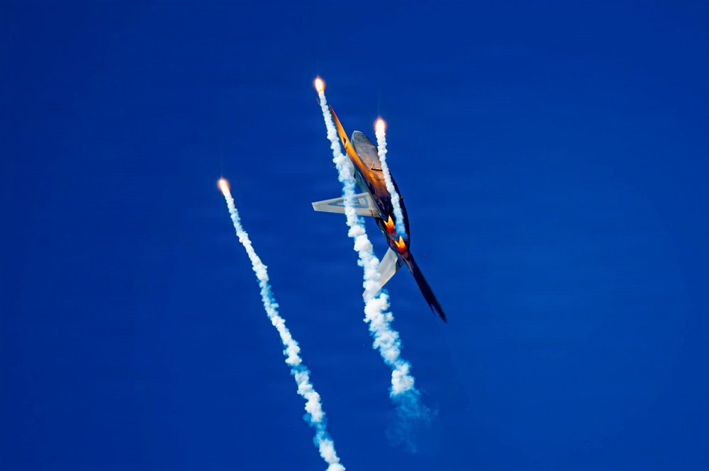 F-22 Raptor Aerial Demonstration Team performs at the Naval Air Station Oceana airshow 2025