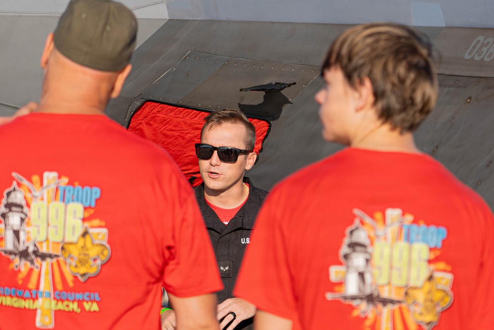 F-22 Raptor Aerial Demonstration Team performs at the Naval Air Station Oceana airshow 2025