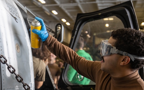 Abraham Lincoln conducts routine aircraft maintenance