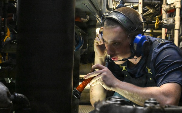 USCGC Polar Star (WAGB 10) main propulsion crew members conduct maintenance during Operation Deep Freeze 2026