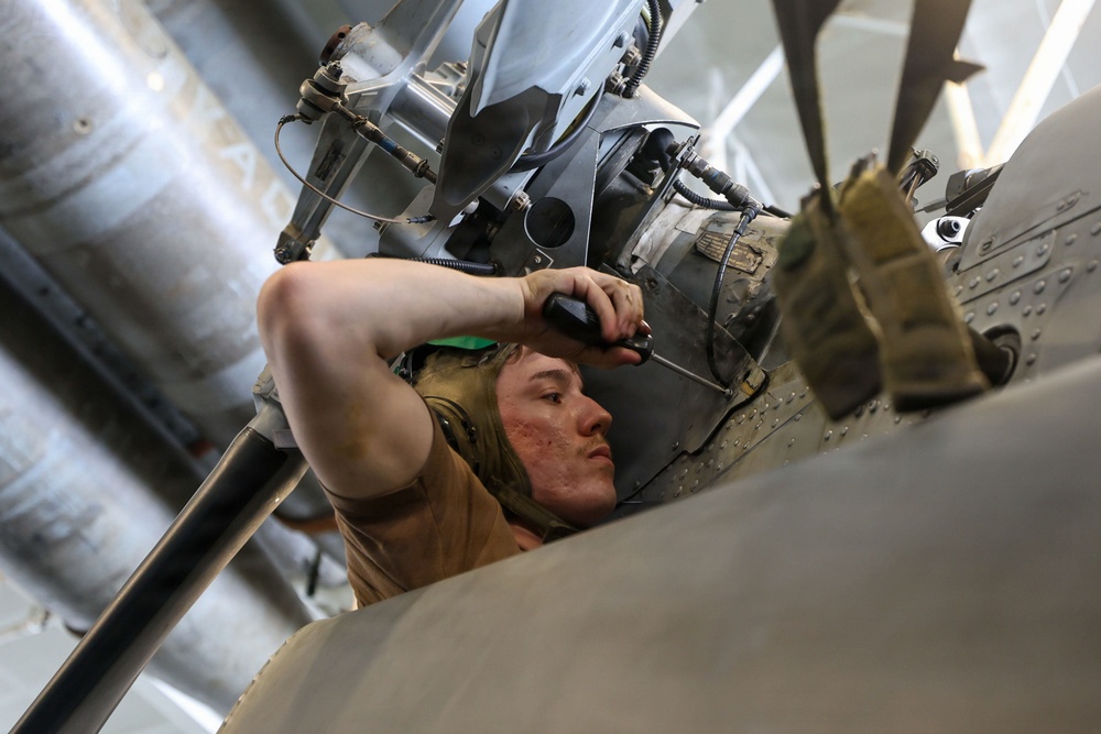 Abraham Lincoln conducts routine aircraft maintenance