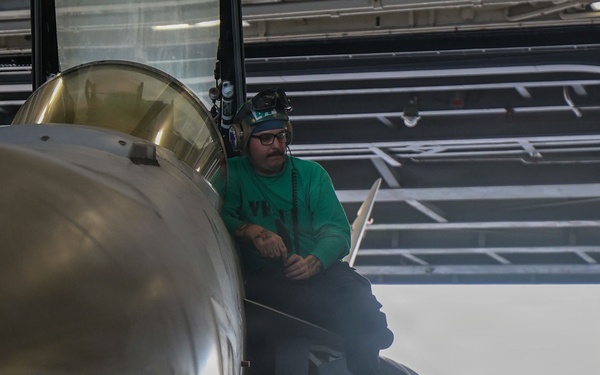 Abraham Lincoln conducts routine aircraft maintenance