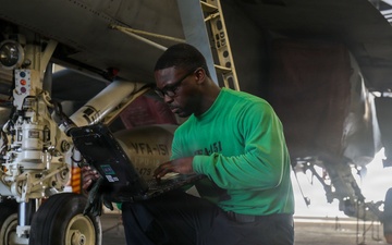 Abraham Lincoln conducts routine aircraft maintenance
