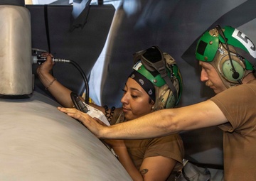 Abraham Lincoln conducts routine aircraft maintenance