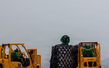 Abraham Lincoln conducts a replenishment-at-sea with Cesar Chavez