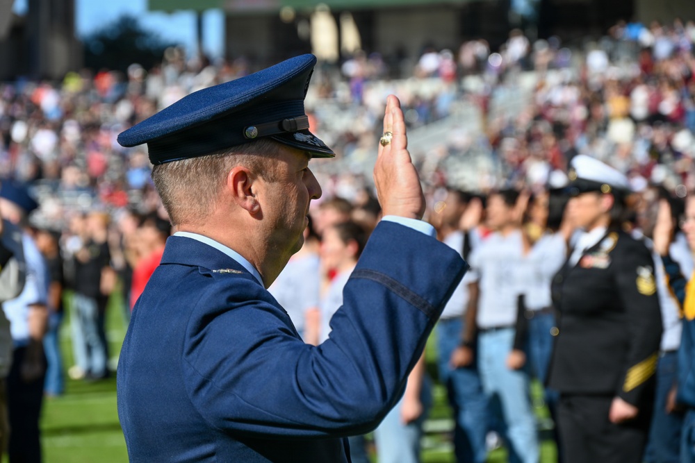 Joint services swearing-in ceremony at Armed Forces Bowl