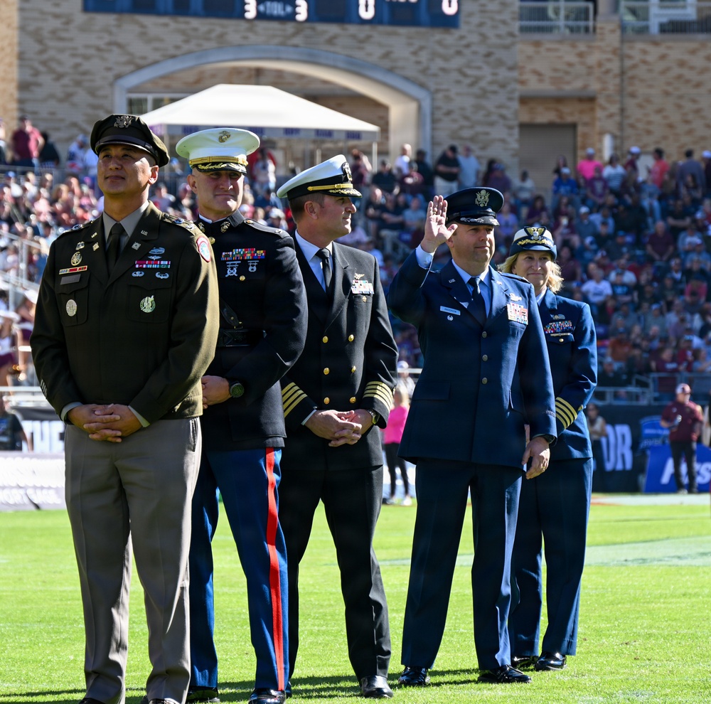 Joint services swearing-in ceremony at Armed Forces Bowl