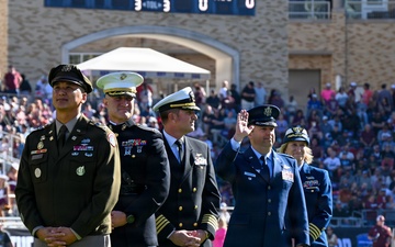 Joint services swearing-in ceremony at Armed Forces Bowl