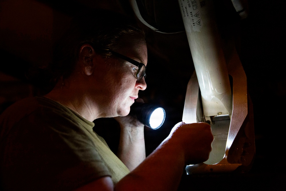 Abraham Lincoln conducts routine aircraft maintenance