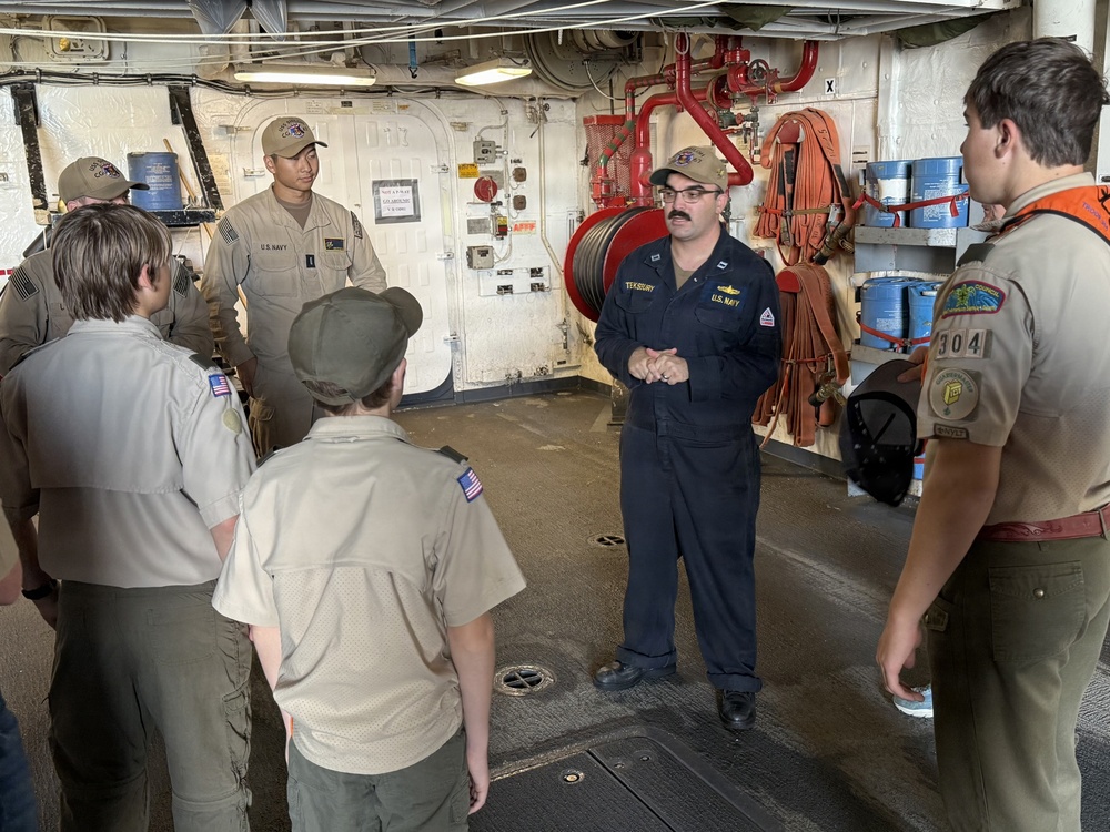 Scouting America Troop 304 visits USS Shiloh